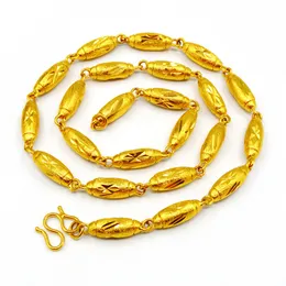 Ожерелье солидных оливковых цепей для мужчин 18K желтое золото заполнено классические мужские ювелирные изделия хип-хоп мужские аксессуары 60см длинный