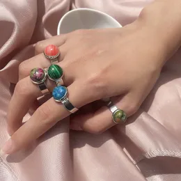 10 мм 12 мм натуральные каменные кольца для женщин нержавеющая сталь регулируемые открытые кольца пара обручальные кольца украшения