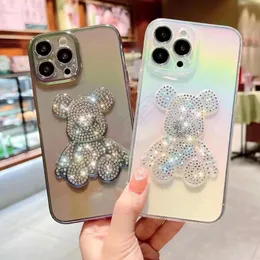 Mobiltelefonfodral söt Bear Diamond Cover Cute Woman Case för iPhone13 13 Pro Max 12Promax 12 11 Soft TPU Silicone Material Nyaste modestil