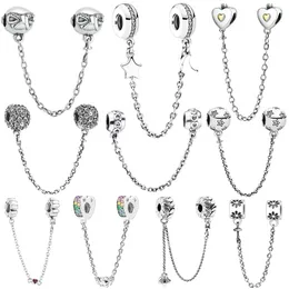 925 Silver Fit Pandora Charm 925 Bracelet Pendet Safety Chain Bead Fit Original Charms Set Send Diy Fine Beads Jewelry Jewelry