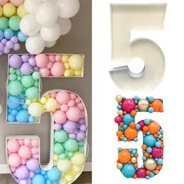 73cm Blank Giant Number 1 2 3 4 5 Balloon Filling Box Mosaic Frame Balloons Stand Kids Adults Birthday Anniversary Party Decor 220321