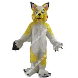 Halloween Yellow Husky Wolf Dog Maskotki Kostium Najwyższej Jakości Cartoon Motyw Charakter Karnawał Unisex Dorośli Rozmiar Boże Narodzenie Urodziny Party Fantazyjny Strój