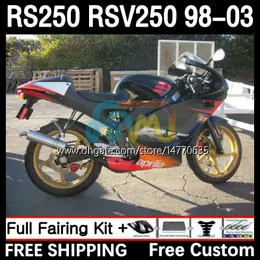 Sändningar och tankskydd för Aprilia RSV Rs 250 RSV-250 RS-250 RSV250 98-03 4DH.74 RS250 RR RS250R 98 99 00 01 02 03 RSV250R 1998 1999 2000 2001 2002 2003 Body Sale Black