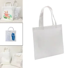Biała sublimacja bez tkanin tkanina torba na zakupy na prasa do wydruku niestandardowa torba pokarmowa z uchwytami do dekoracji DIY 0527