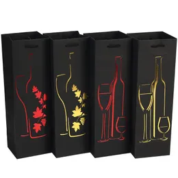 Hediye Sarma Kağıt Torba Şarap Şişesi Taşıyıcı Festivali Parti Şerit Tut kolu -Tamping Yağ Şampanya Paketleme Baggift