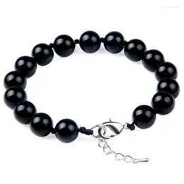 Chanfar 10MM Bead Handmade Wax Cord Knot Semi-precious Natural Stone Bracelet For Women Men Lobster Clasp Party Jewelry Link Chain