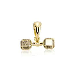 Hänghalsband hiphop guldpläterade smycken anpassad isig charm diamant gym i kubik zirkoniums hantel för mänpendant