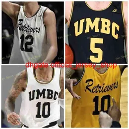 Колледж NCAA UMBC Retrievers Basketball Jersey 5 Jack Schwietz 11 R.J. Эйтл-рок 12 Хорват 13 Джо Шербурн 15 Хосе Пкер на заказ сшит