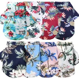 Dog Apparel New Summer Beach Pineapple Shirt Hawaiian Pet Dog Cat Four Seasons Clothing Bohemia Flowers Vest