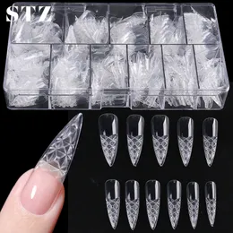 500st Box False Nails Colored Glaze Design Full Cover Acrylic Stiletto Coffin Square Fake Nail Tips Manicure Accessories 1989 220716