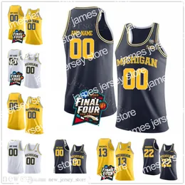 2022 Custom NCAA College Basketball Jersys Michigan Wolverines 12 Muhammad-Ali Abdur-Rahkman 55 Eli Brooks 2 Poole Stitched Final Four Jersey