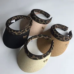 Womans Sun S Female Leopard Bowknot Hand Made Diy Straw Summer Cap Casual Shade tom Top Hat Beach 220617