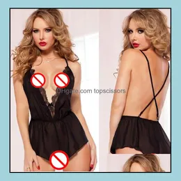 Nueva lencería sexy Señora Imprimir Perspectiva de una pieza Vestido de encaje Ropa de dormir Ropa de dormir Babydoll Mono Entrega de gota 2021 Conjunto Ropa interior Salud