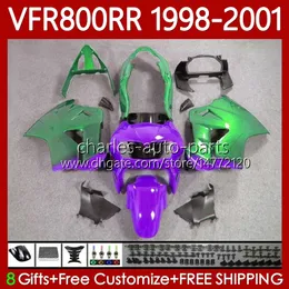 Honda VFR800RR için OEM kaporta VFR800RR Interceptor VFR 800RR 800 CC RR 1998-2001 128NO.114 Mor Green VFR-800 800CC VFR800R 1998 1999 2000 2001 VFR800 RR 98 99 00 01 PERAKAL