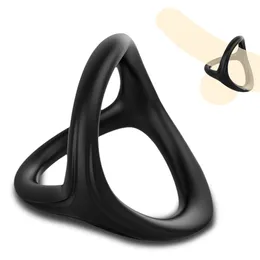 3 in 1 in 1 Ultra Soft Silicone Penis Cock Ringセクシーな遅延射精スリーブfor Extender Toys Men Dick Enledarger Rings