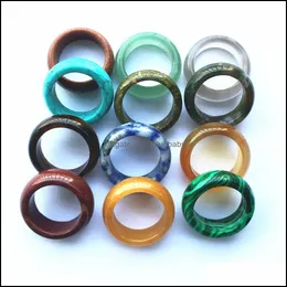 Band Rings Natural Stone Ring Opal Turquoise Black Onyx Tiger Eye Sodalite Malachite Jewelry Gift Finger For Women Me L Baby Dh8Me