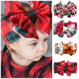 16Colors Baby Big Bow Knot Elastic Hairband Floral Baseball Plaid Drukuj Pasmy Girls Headdress Kids Hair Band Girl Fryzury Akcesoria