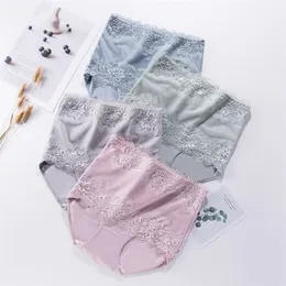 ZJX 4PCS/セットハイウエスト女性パンティーシームレススリミングコットンブリーフボディシェイパーウェア下着女性セクシーレースアンダーパンツ220426