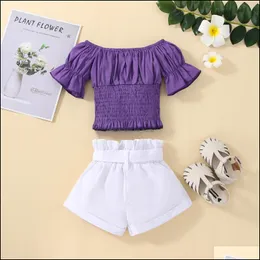 Kläder set baby barn baby moderskap flickor kläder barn ruffle topsandshorts 2st/set summ dhzfs