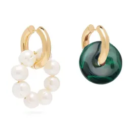 Dangle Chandelier Brand Bohemian Boho Stone Natural Malachite Beads Jade غير متطابق Quartz Hoop Earrings Freshwater Pearl for Women