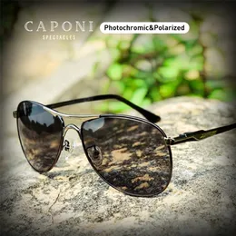 CAPONI Driving Pochromic High Quality Sunglasses Polarized Classic Sun Glasses for Men masculino BS8722 220531
