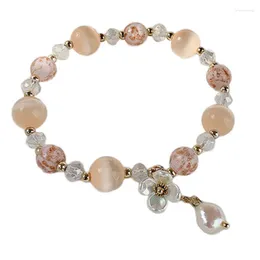 Fili di perline 2022 braccialetto di cristallo di colore dei gioielli di tendenza per le donne ciondolo in vetro squisito fiore di conchiglia Inte22