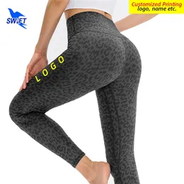 Popo kaldırma koşu tayt kadınlar hızlı kuru streç yoga pantolon leopar spor salonu fitness spor tozluk egzersiz dipler özelleştirilmiş 220704