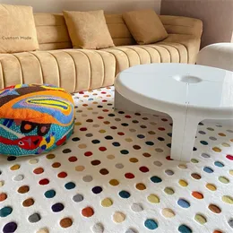 Mattor förtjockad akryl för vardagsrum färgglada prickar mattor sovrum nordisk design soffa soffbord golvmatta garderob rugcarpets