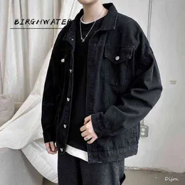 Black Denim Short Jacket Men Jeans Jacket Coats Casual Windbreaker Pockets Overalls Bomber Streetwear Man Clothing Outwear T220728