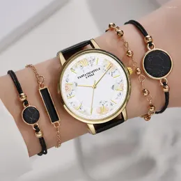 Armbanduhren Lvpai Marke 5pcs Mode Bracelet Watch Set Frauen Damen Armbanduhren Blumen Uhren Relogio Feminino Reloj Mujerwristwatches Iri