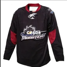 Uf Chen37 Real Men echte Vollstickerei Passen Sie das AHL Cleveland Lake Erie Monsters Hockey-Trikot an oder benutzerdefinierten Namen oder Nummer