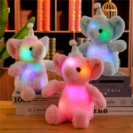 Lysande 30cm Creative Light Up LED Elephant Fylld Animal Plush Toy Färgglada Glödande Elefant Julklapp till barn Barn