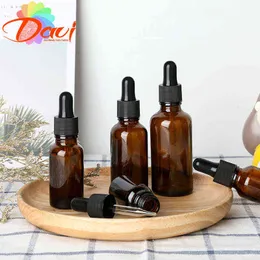 10PC Empty Dropper Bottle Amber essential oil Glass Aroma Liquid Brown 5-50ml Drop for massage Pipette Bottles Refillable Y220428