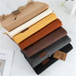 Winter Scarf For Women Shawls And Wraps Fashion Solid Warmer Thick Cashmere Scarves Pashmina Lady Neck Head Stoles Bandana 220812
