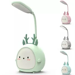 Table Lamps Creative Cartoon Led Desk Lamp High Brightness Student Reading Light Dimmable USB Rechargeable Child Bedroom LampTable