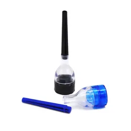 Plastic Funnel Grass Grinder Smoking Accessories 3 In1 Multi-function Tobacco Herb Spice Crusher Cracker Miller with 78mm Cigarette Cone Roller Maker