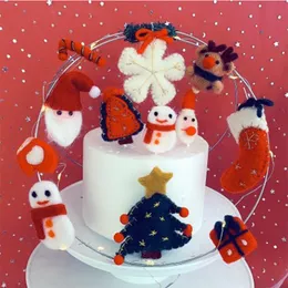 Altre forniture per feste festive Serie di feltro di Natale Cake Toppers Cute Elk Snowman Pine Tree Baking Decor For Decoration SuppliesAltro