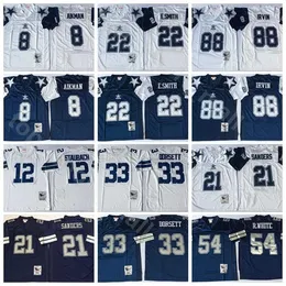 Chen37 NCAA Vintage Football 21 Deion Sanders 8 Troy Aikman 22 Emmitt Smith 33 Tony Dorsett Jerseys Randy White Michael Irvin Roger Staubach Navy