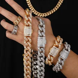 Łańcuchy hip hop pazur set kwadratowy cz kamień gling 20 mm duży okrągły kubański łańcuch łańcuchowy miami dla mężczyzn raper biżuteria prezent marki łańcuchy