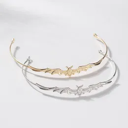 Baroque Vintage Gold Punk Metal Bat Shape Headband Alloy Bridal Tiaras Crown Silver Color Tiara Diadem Wedding Hair Accessories 220330