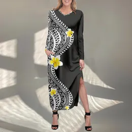 Noisydesigns spódnice Kobieta moda Polinezyjskie kwiaty tropikalne Hibiscus szatę de soiree femme dzielone czarne sukienki ropa mjer 220627