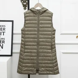 Giù Parka da donna Gilet da donna 2022 Inverno antivento con cappuccio Gilet leggero femminile Slim senza maniche lungo cappotto gonfio per Luci22