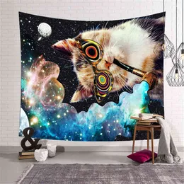 Böhmen astronaut väggmattor mandala hippie gobelin katt snake rosa tjej boho dekor psykedelisk matta vägg hängande filt j220804