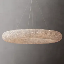 Amerikanische Kristall-Ring-Pendellampen, europäische große runde Hängeleuchten, luxuriöse Art-Deco-Droplight-Hotel-Wohnzimmer-Haus-Innenbeleuchtung, Durchmesser 150 cm