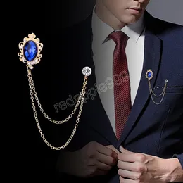 Mode Crystal Tassel Jeweled Pin Buckle Chain Broscher Kvinnor Mäns kostym Brosch Luxury Male Corsage Smycken Tillbehör