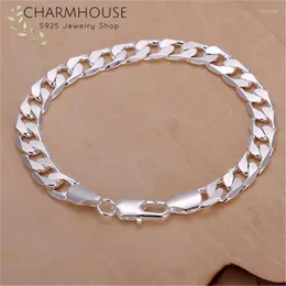 Charm Bracelets Charmhouse Pure Silver 925 For Men 8mm Link Chain Bangle Bracelet Wristband Pulseira Man Jewelry Accessories BijouxCharm Lar