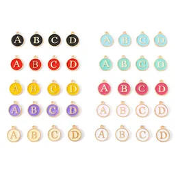 Alphabet Letter Double Face Enamel Charms Gold color White Enamel pendants jewelry making Handmade craft For Diy Bracelet 11x15mm