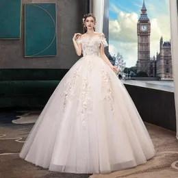فساتين زفاف أخرى Vestidos de Novia 2022 زهرة الدانتيل بالإضافة إلى فستان الحجم للنساء عنق القوارب المثيرة قبالة الكتف مخصص Grownot