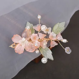 Flower Hairpins Chinese Hanfu Hair Accessories For Women Ancient Rhinestone Pearl Hair Clips Vintage Fairy Barrettes Jewelry