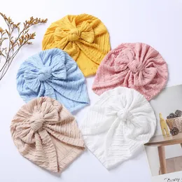 Spring Autumn Baby Hat Solid Color Bowknot Baby Girl Turban Ribbed Hats For Kids Toddler Cap Beanie Warm headwraps